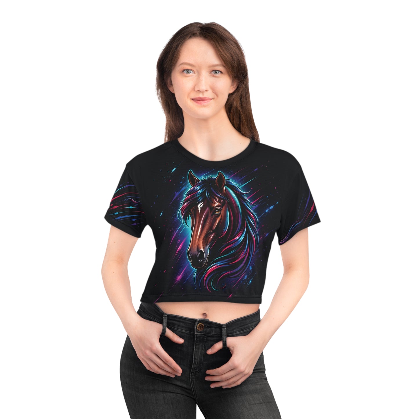 Horse Girl All-Over Print Crop Tee | FREE Shipping
