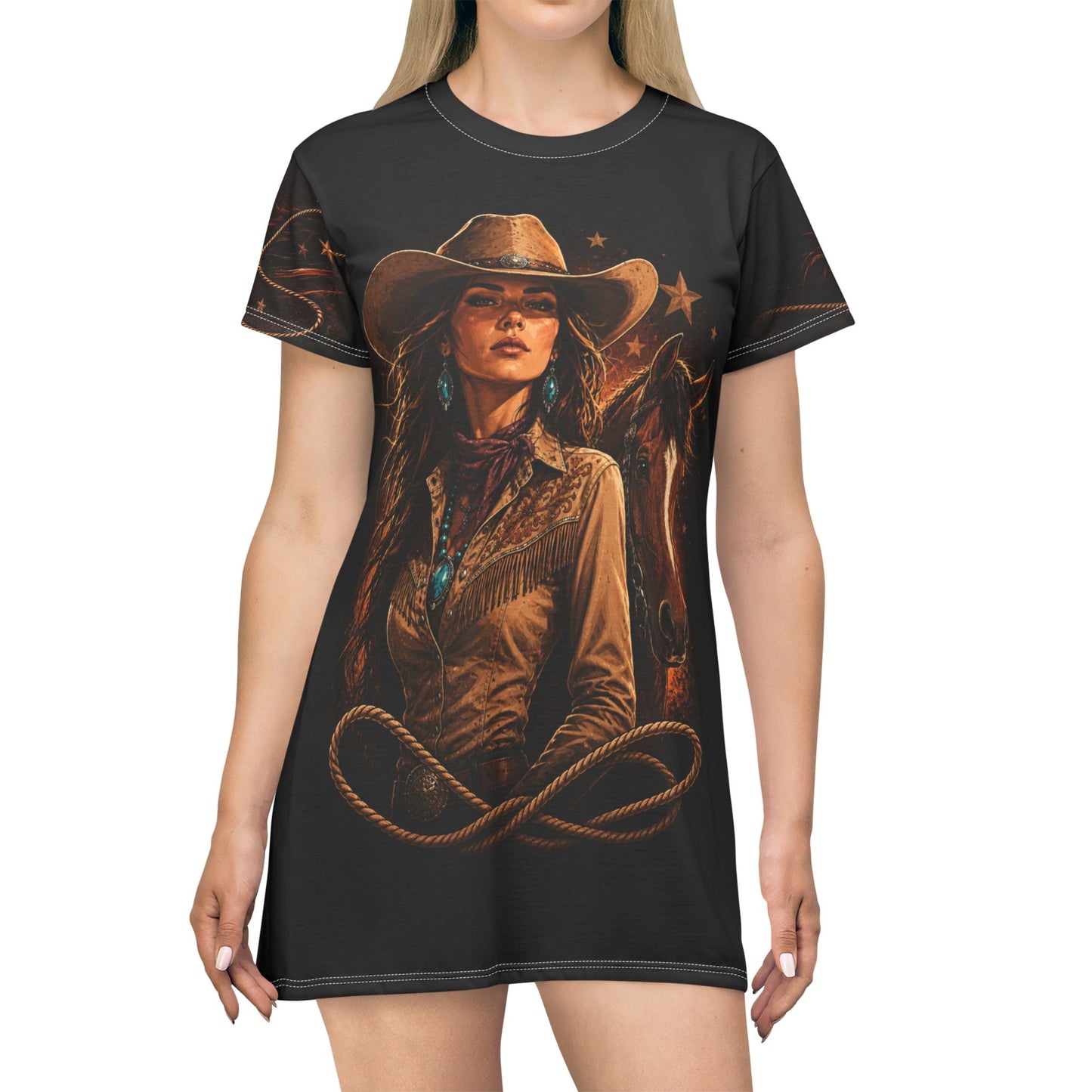 Rodeo Queen All-Over Print T-Shirt Dress | FREE Shipping