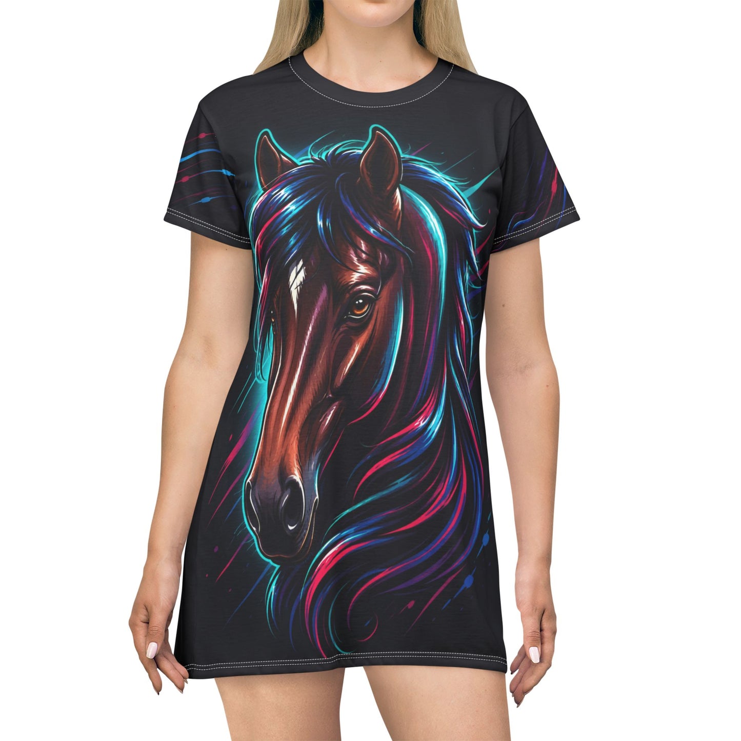 Horse Girl All-Over Print T-Shirt Dress | FREE Shipping