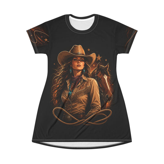 Rodeo Queen All-Over Print T-Shirt Dress | FREE Shipping